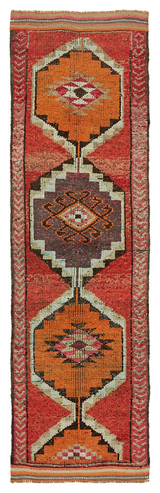 Rug N Carpet - Hand-knotted Turkish 3' 2" x 10' 3" Vintage Runner Rug