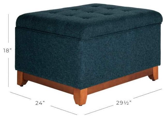 Chunky Textured Tufted Storage Ottoman with Hinged Lid