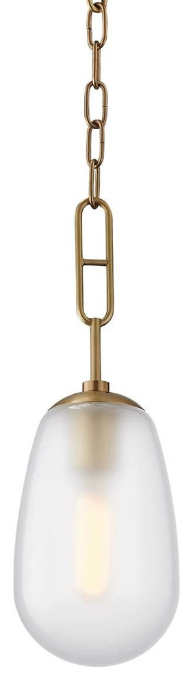 Bruckner 1-Light Small Pendant, Aged Brass
