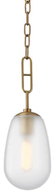 Bruckner 1-Light Small Pendant, Aged Brass