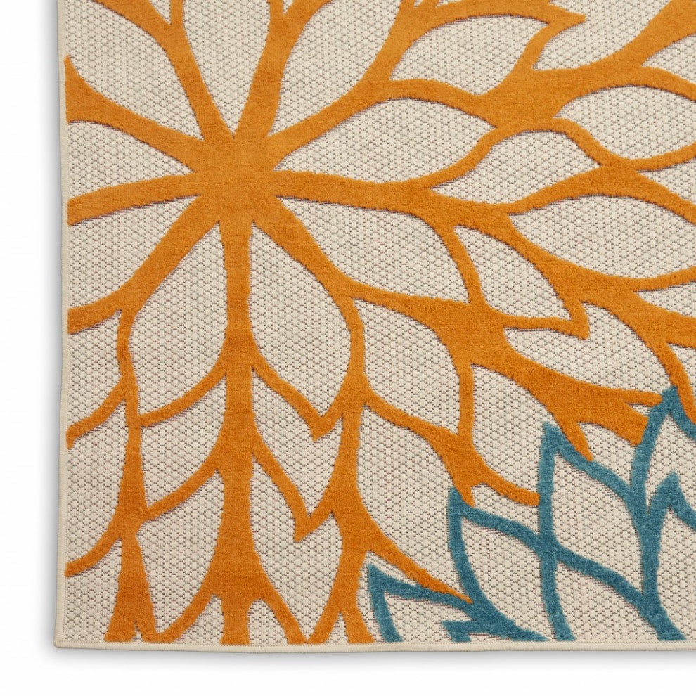 8 x 11 Green Floral Indoor Outdoor Area Rug