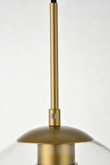 Midcentury Modern Brass And Clear 1-Light Pendant