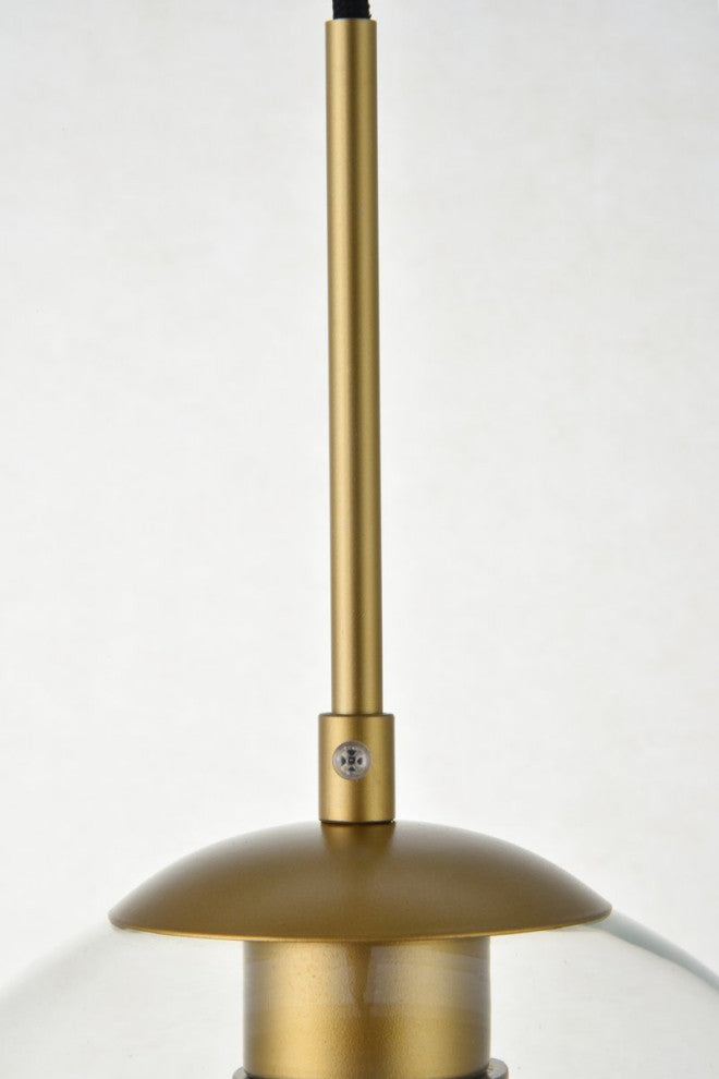 Midcentury Modern Brass And Clear 1-Light Pendant