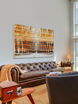 "Orange Striped Sky" Print on White Wood, 60"x40"