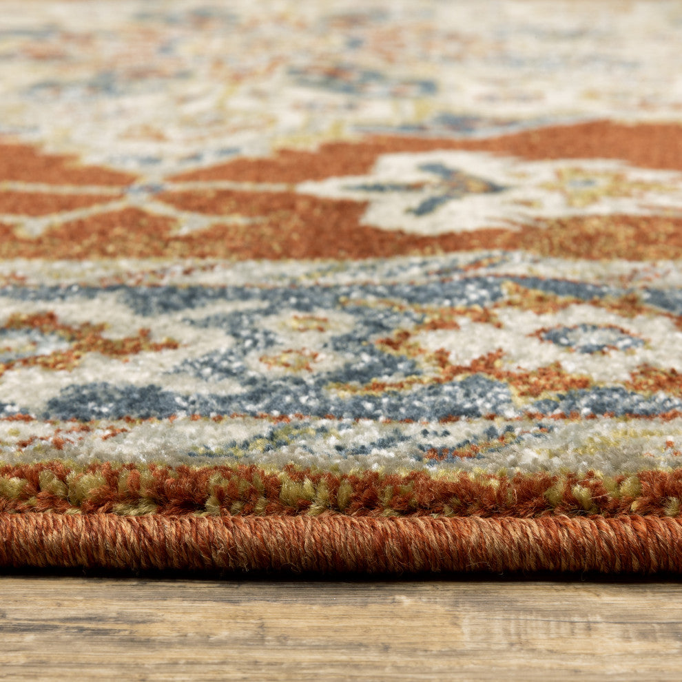 Bastian Oriental Medallion Indoor Area Rug, Rust, 9'10"x12'10"