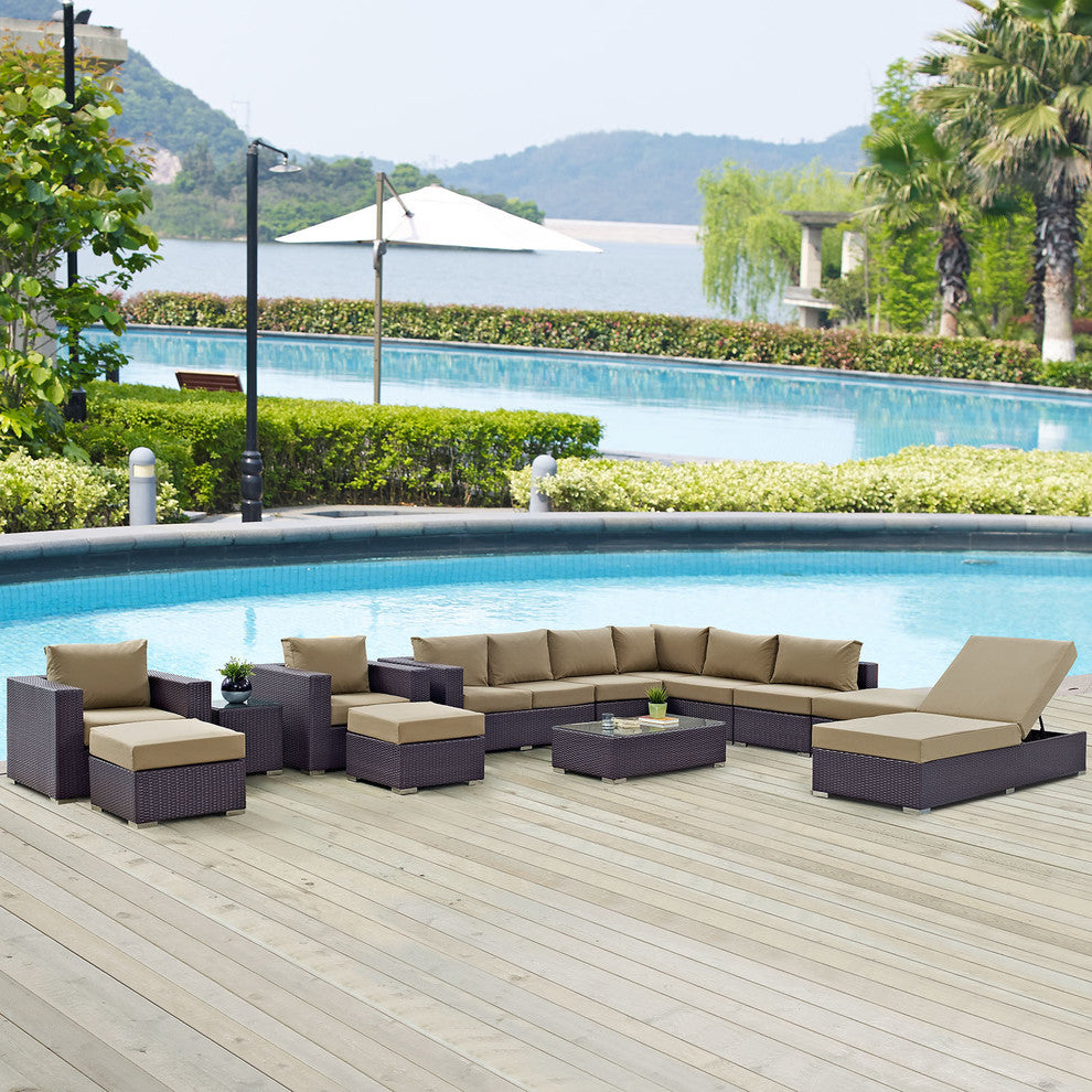Espresso Mocha Convene 12-Piece Outdoor Patio Sectional Set