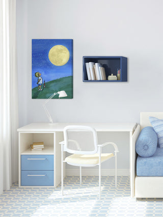"Boy and Moon" Painting Print on Wrapped Canvas