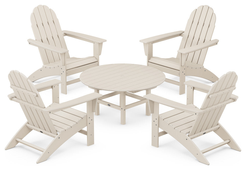 Vineyard 5-Piece Adirondack Chair Conversation Set, Sand