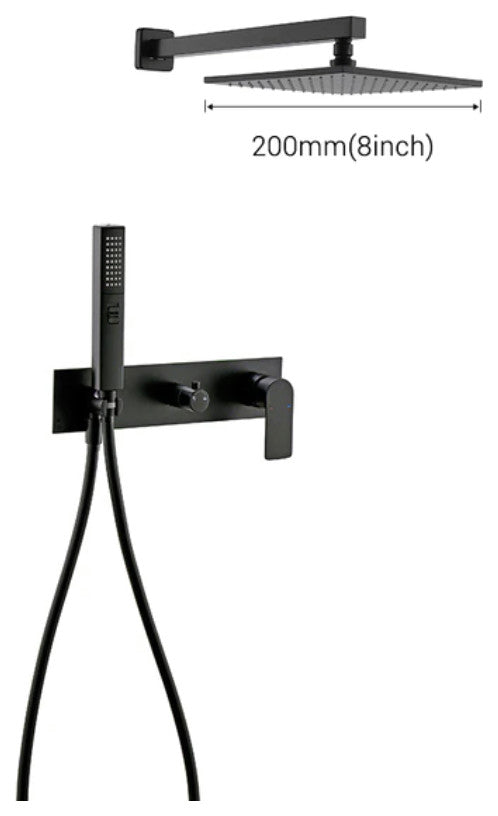 Wasser™ Complete Shower System With Handheld Sprayer, Matte Black, 8" Rain Showe