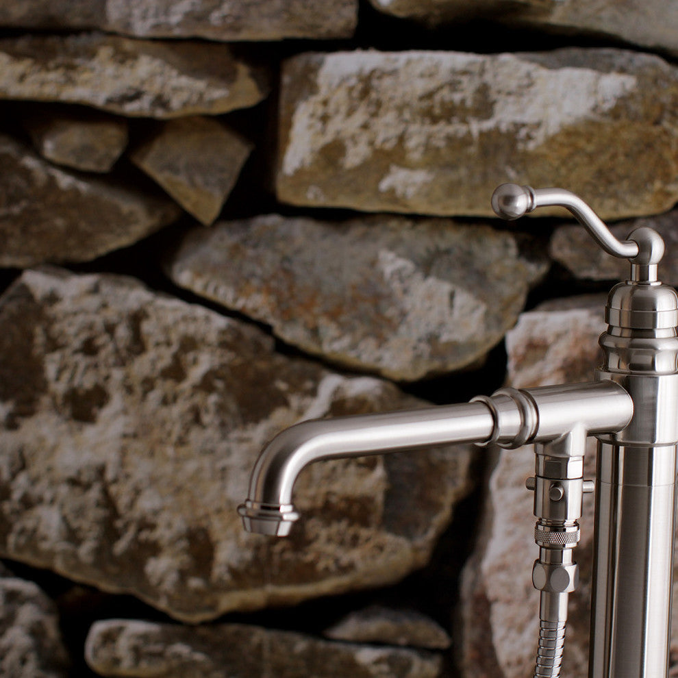 Kingston Brass Freestanding Tub Faucet With Hand Shower, Brushed Nickel