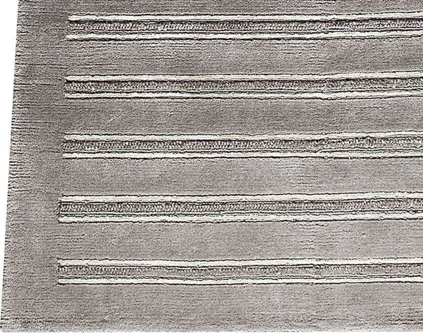 Hand Knotted Grey New Zealand Wool Area Rug, 5''6"x7''10"