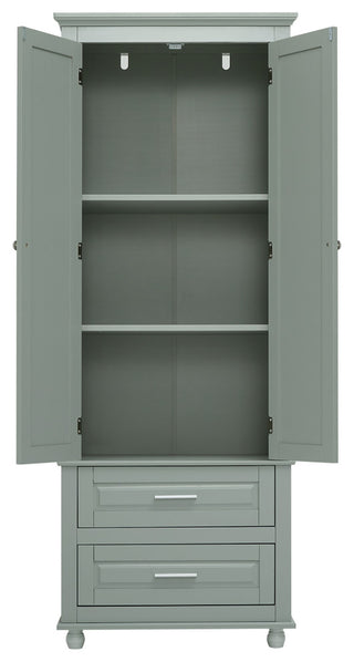 GDF Studio 24"W Bathroom Storage Cabinet with Two Drawers, Adjustable Shelves, Grey