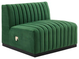 Conjure Channel Tufted Performance Velvet 4-Piece Sofa, Black Emerald