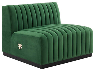 Conjure Channel Tufted Performance Velvet 4-Piece Sofa, Black Emerald