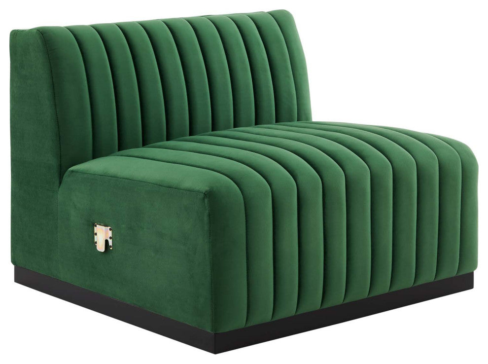 Conjure Channel Tufted Performance Velvet 4-Piece Sofa, Black Emerald