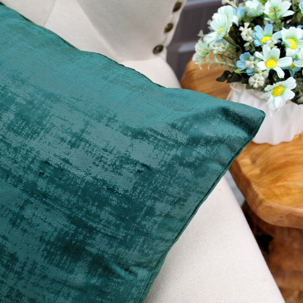 Serenta Textured Velvet Pillow Shell, Set of 4, Deep Teal
