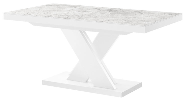 XENNA LUX Extendable Dining Table, White Venatino/White