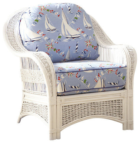 Regatta Arm Chair in White, Cream Fabric