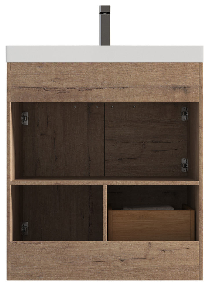 Freestanding Bathroom Vanity With Top Mount Sink, Classic Oak, 30'' Acrylic Sink