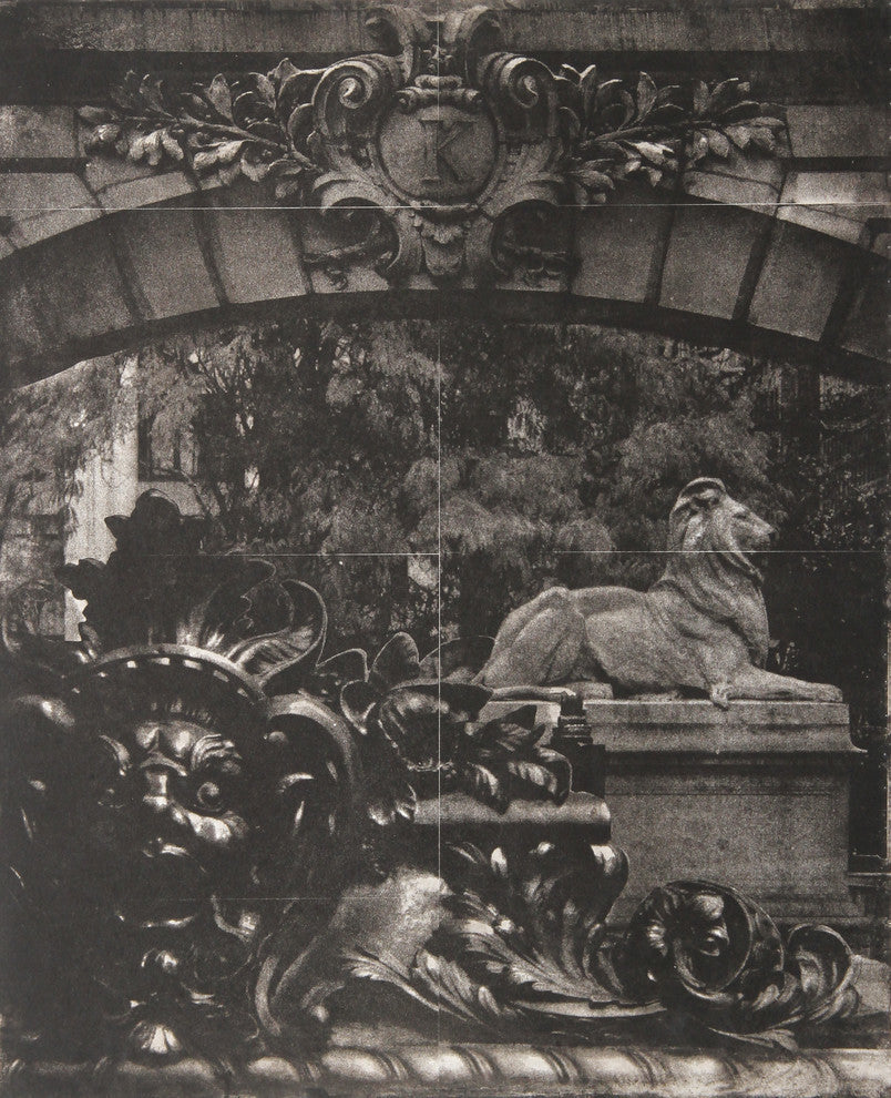 Esteban Chavez "Facade II, K With Lion" Etching