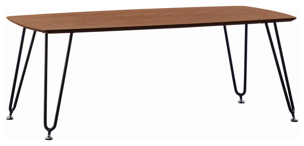 Elmwood 47" Coffee Table Rectangular MDF Tabletop, Black Iron, Walnut