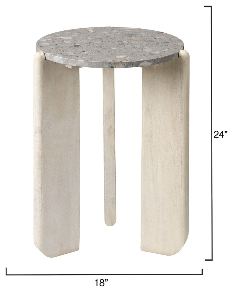 Quarry Wood and Terrazzo Stone Side Table
