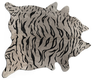 Togo Cowhide Rug, Tiger-Black on Gray, 6'x7'