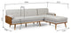 Haddie Fabric Chaise Sectional, Beige and Dark Walnut