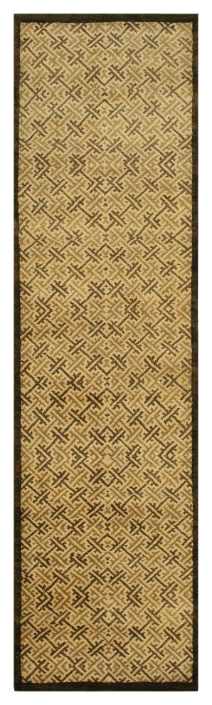 Handmade Wool Black Transitional All Over Ningxia Rug, 2'8x9'10