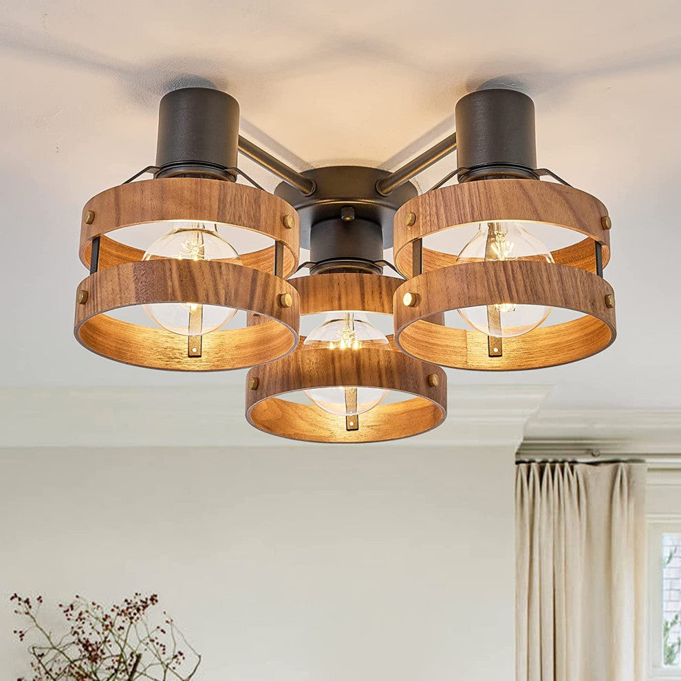 3 Light Flush Mount Ceiling Lights Matte Black Ceiling Light Fixture