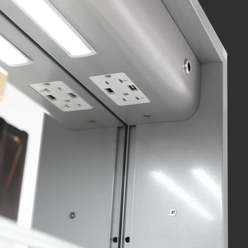 LED Medicine Cabinet With Defog, Dimmer, Makeup Mirror, Outlets, 24/R/3x