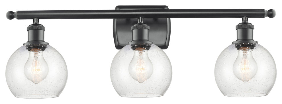 Innovations 516-3W-BK-G124-6 3 Light 26" Bath Vanity Light, Matte Black