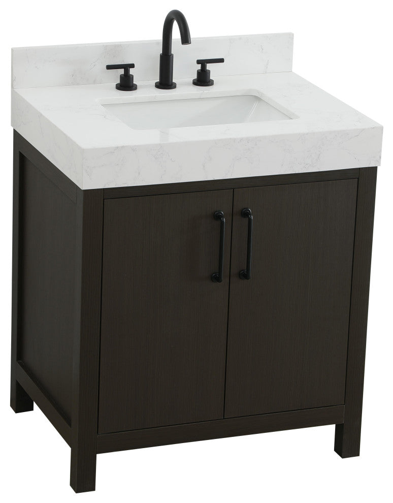 Home Living 30" Single Bathroom Vanity, Mocha Brown With Backsplash