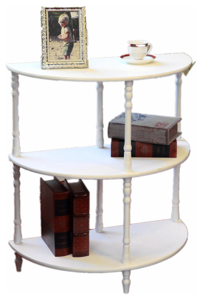 Multi-Tiered End Table, White