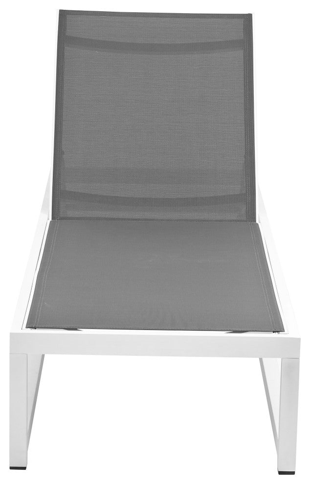 Maldives Water Resistant Mesh Patio Adjustable Chaise Lounge, Gray, White Frame