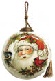 Winter Wreath Forest Santa Hand Painted Mouth Blown Glass Ornament