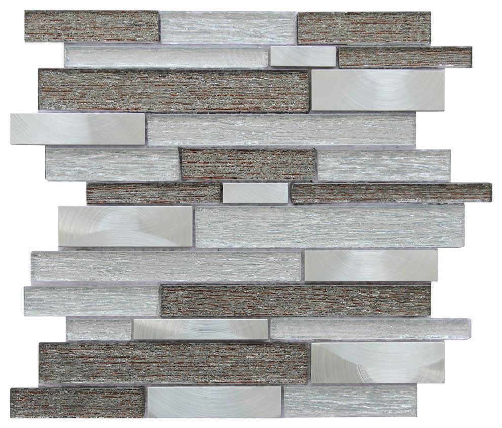 Glena 11.8"x11.8" Laminated Glass Mosaic Mix Wall Tile, Mixed Colors, Sample