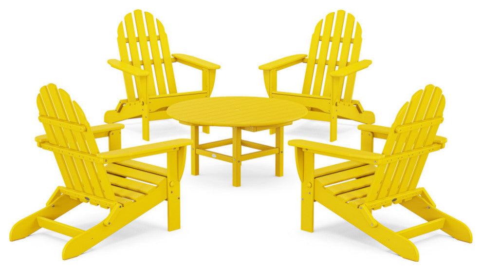 Folding Adirondack 5-Piece Conversation Group, Lemon