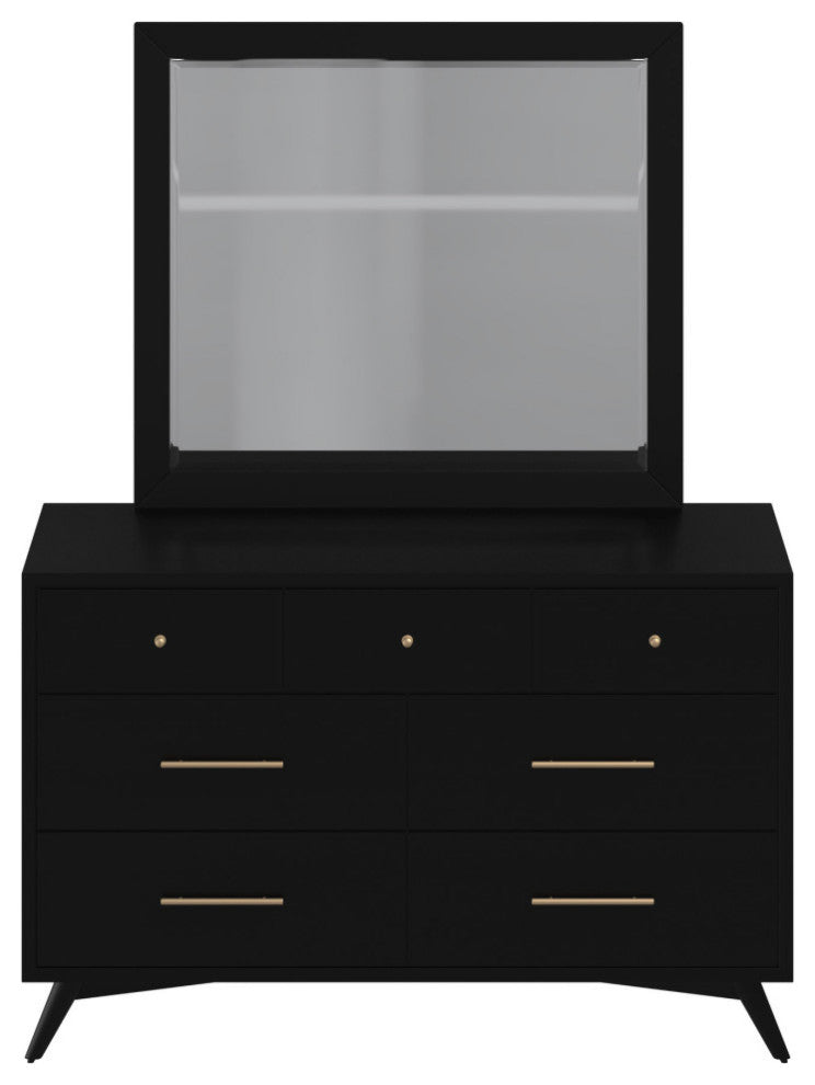 Flynn Mid Century Modern Mirror, Black