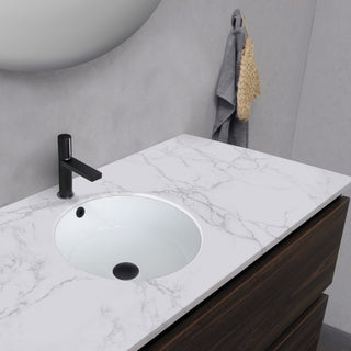 STYLISH 16" Round Undermount Ceramic Bathroom Sink With 2 Overflow Finishes