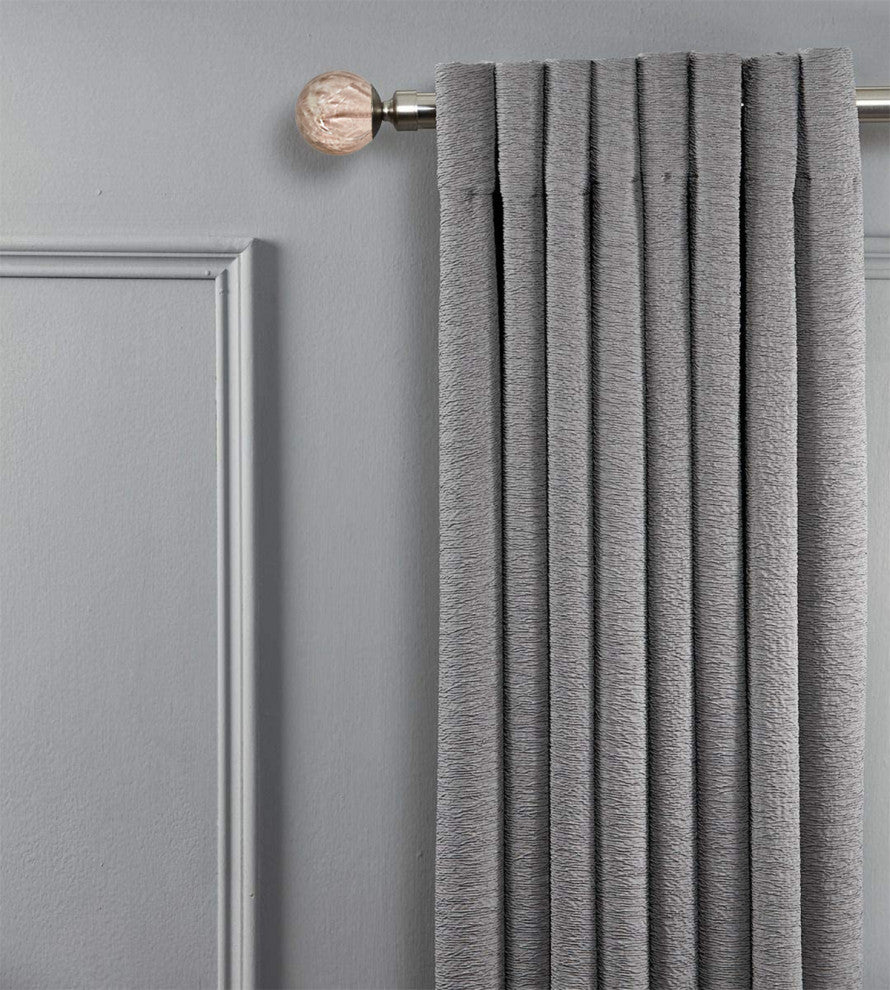 Linen Avenue Tan Travertine Single Curtain Rod Set,48-86 Inch,Brushed Nickel