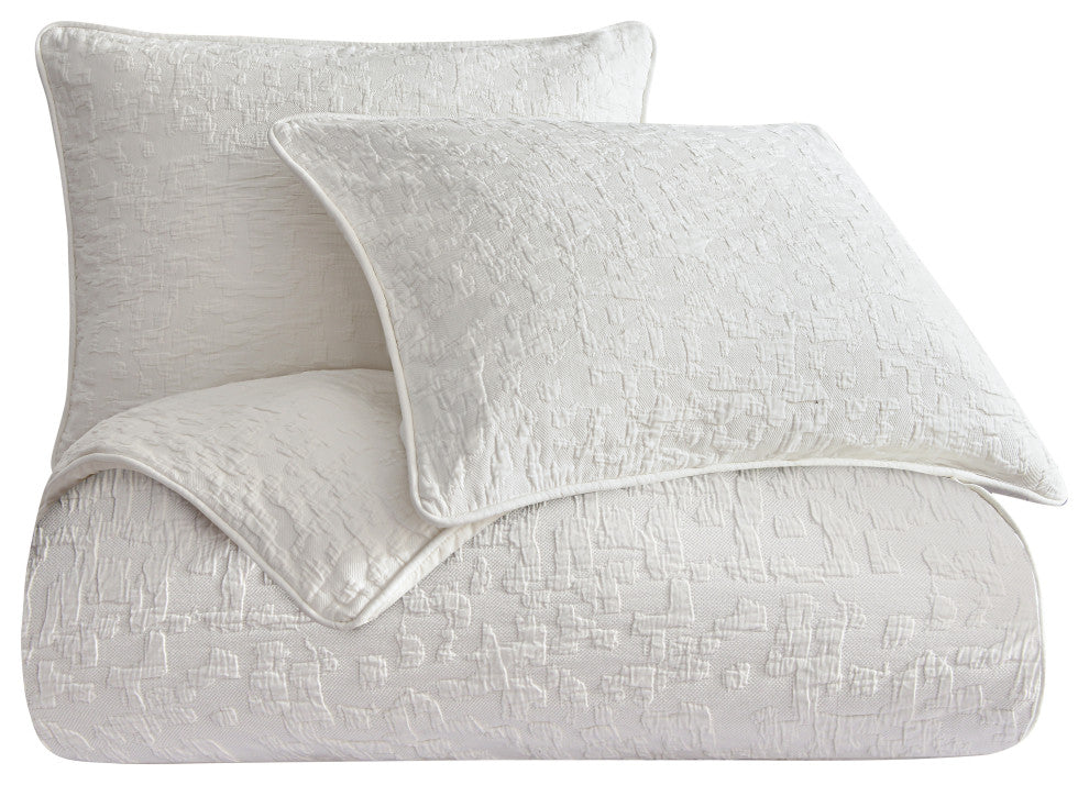 Porto Metalasse Duvet Set, 3 Piece, Vintage White, King