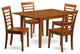 5 Pcmilan With Leaf And 4 Wood Seat Chairs In Saddle Brown