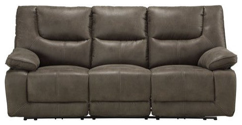Comfortable Power Reclining Sofa, Air Leather Upholstered Seat & USB Docks, Gray