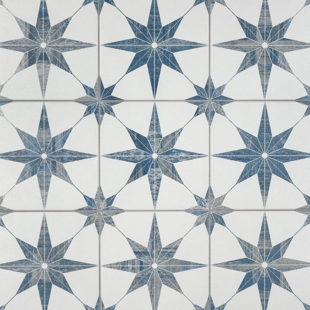 Cassis Stella Porcelain Floor and Wall Tile, Blue