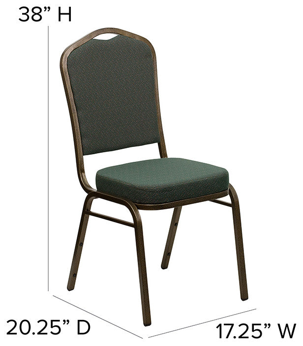 Crown Back Stacking Banquet Chair in Green Patterned Fabric