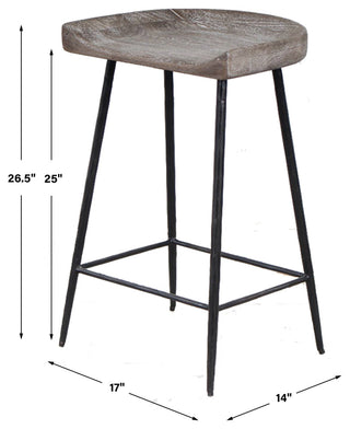 Uttermost Cordova Carved Wood Counter Stool