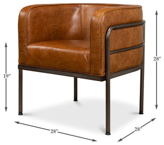 Breda Retro Brown Leather Accent Tub Chair