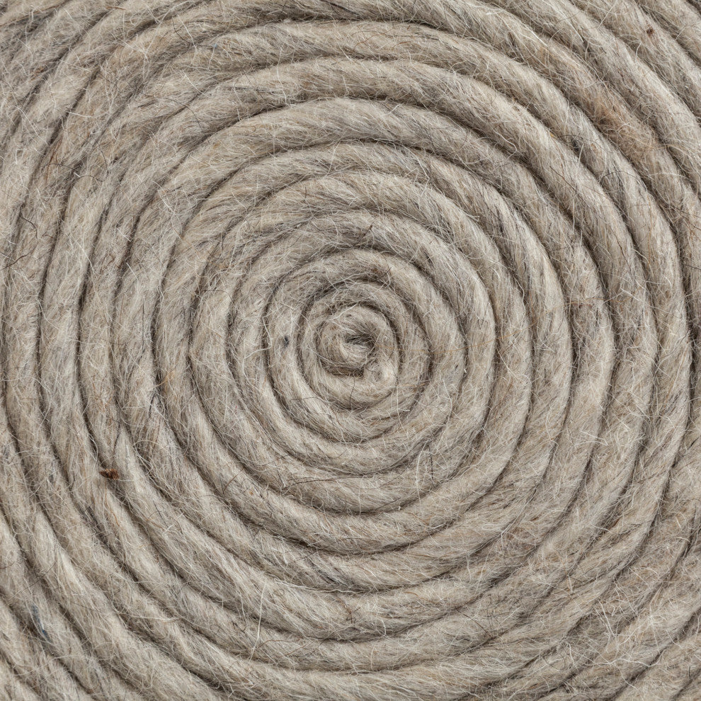 Allium Pouf Oatmeal Wool Diamond Pattern Cylindrical Pouf