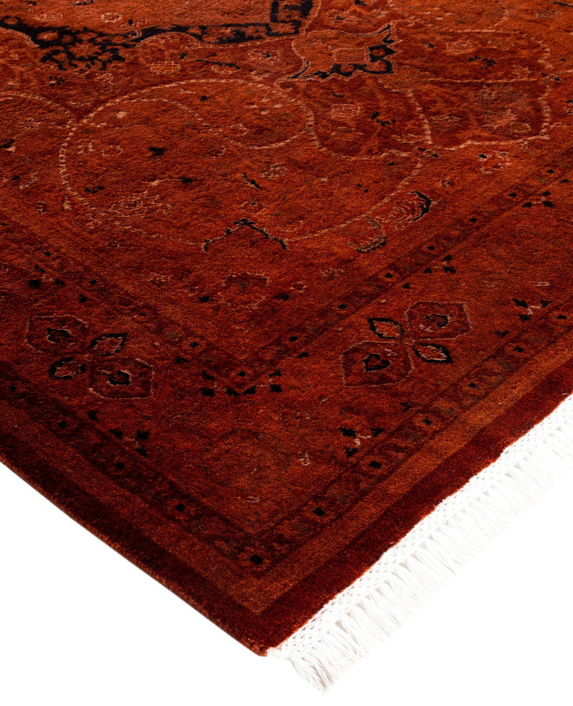 Overdyed One-of-a-Kind Hand-Knotted Area Rug Orange, 4' 7" x 7' 1"